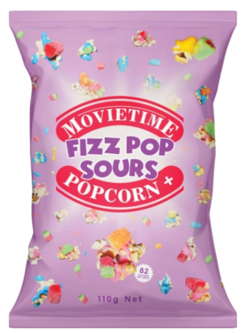 Movietime Popcorn + Fizz Pop Sours 110g