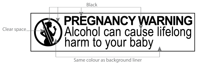 Pregnancy warning label with guide - black
